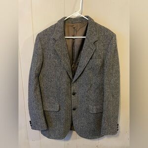 Men’s VTG Blazer HARRIS TWEED SCOTTISH WOOL Herringbone Patch pockets 42L